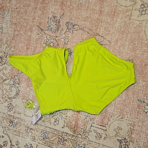 Michael Kors Lime One Shoulder Full Coverage One Piece Swimsuit - Size 10 - Picture 2 of 8